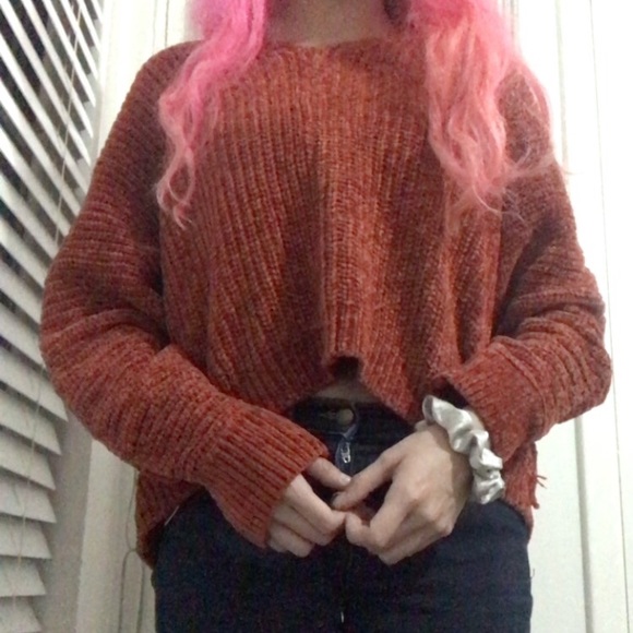 Pink Rose Sweaters - Velvet burnt orange fall sweater